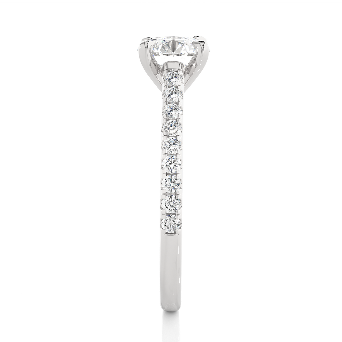 Vermeil Round Moissanite Diamond Pavé Solitaire Luxury Engagement Ring