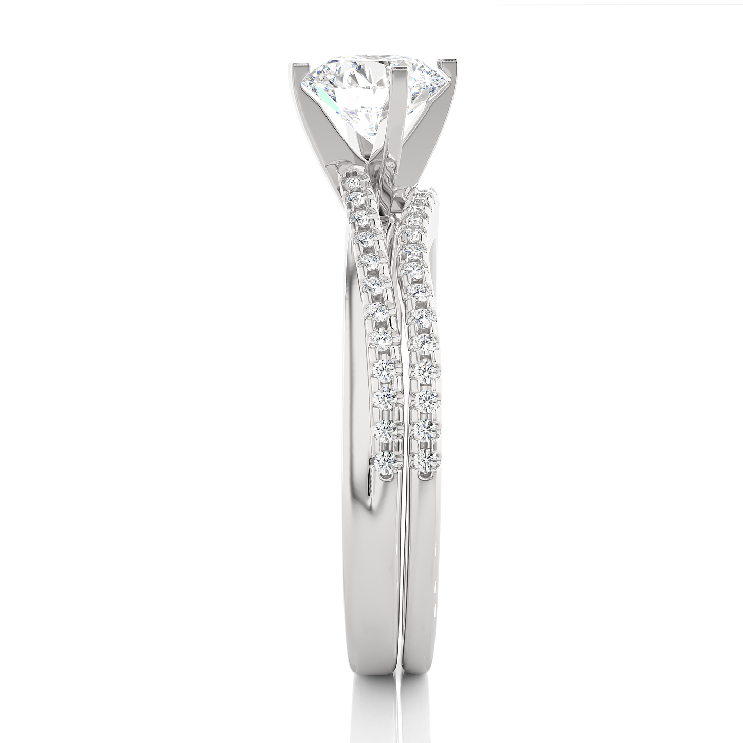 Elegant Twisted Band Vermeil Diamond Engagement Ring
