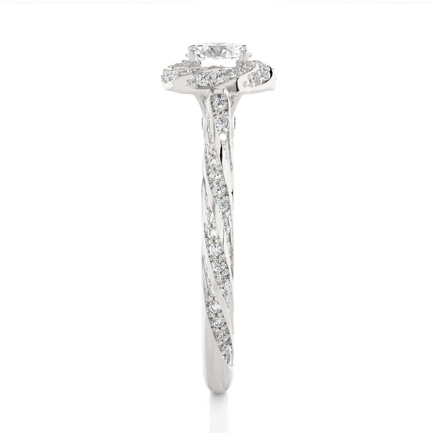 Twisted Halo Moissanite Lab Diamond Vermeil Ring