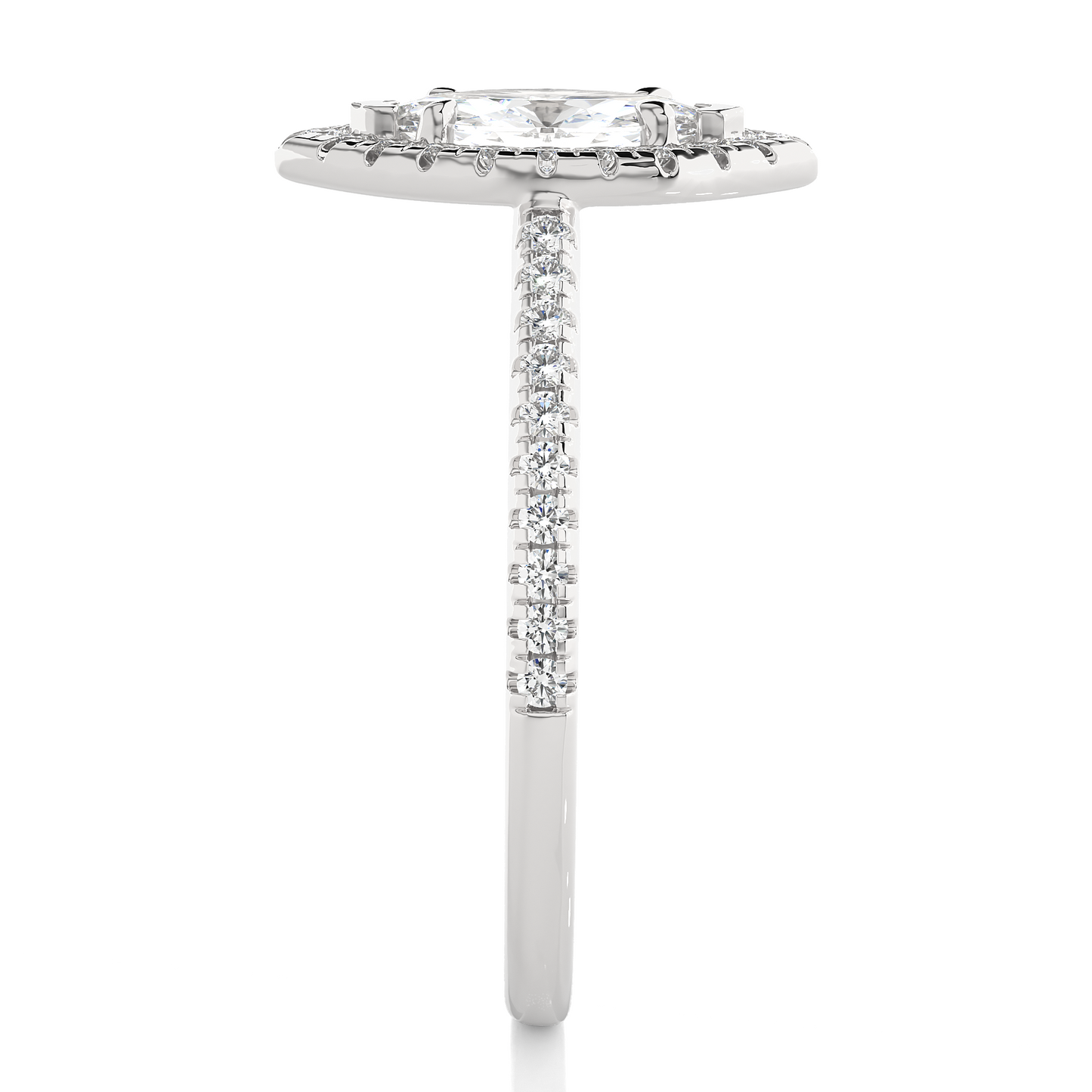 Marquise Halo Moissanite Lab Diamond Vermeil Ring