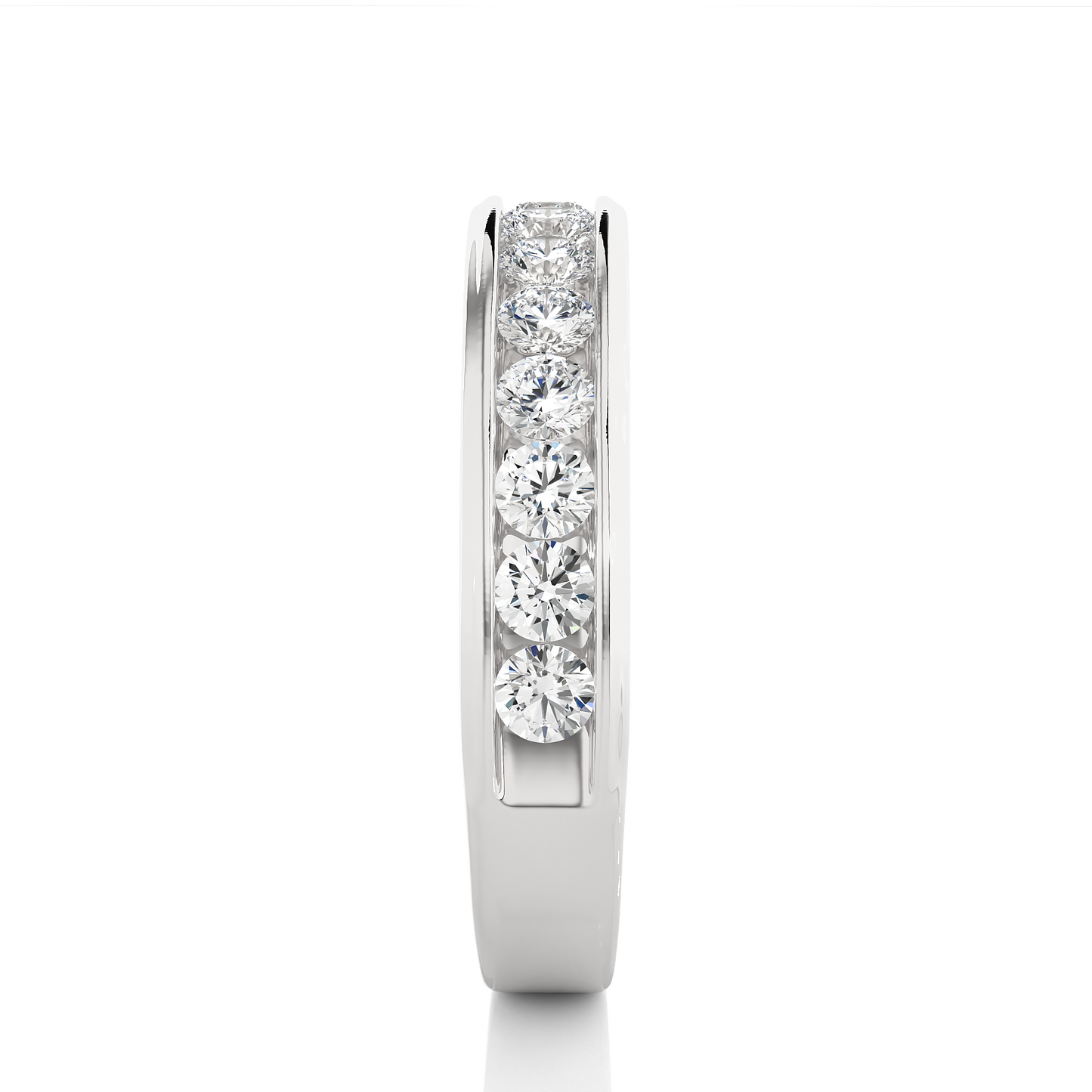 Minimal Round Stone Eternity Wedding Band Ring