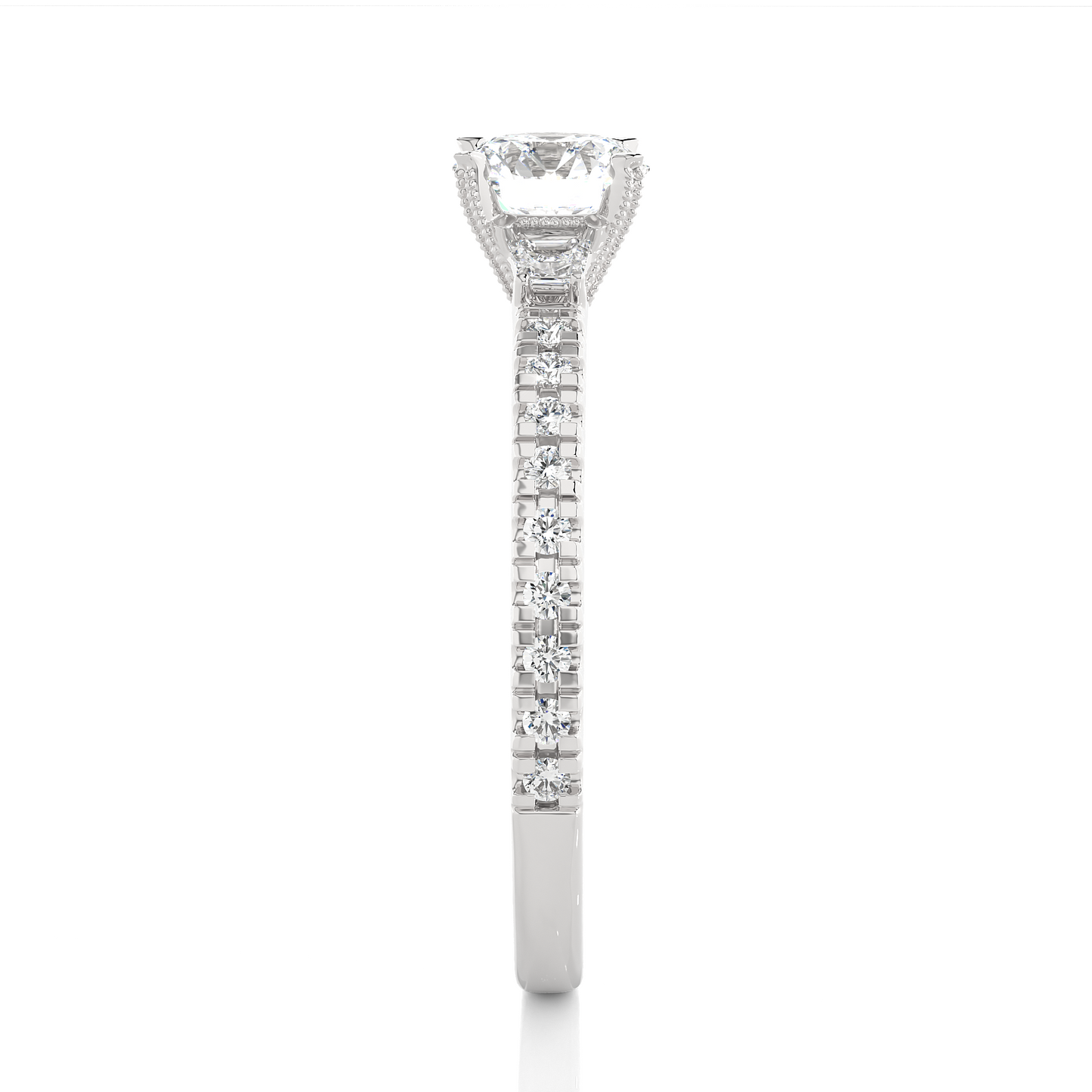 Three Stone Lab Grown Diamond Pavé Engagement Ring