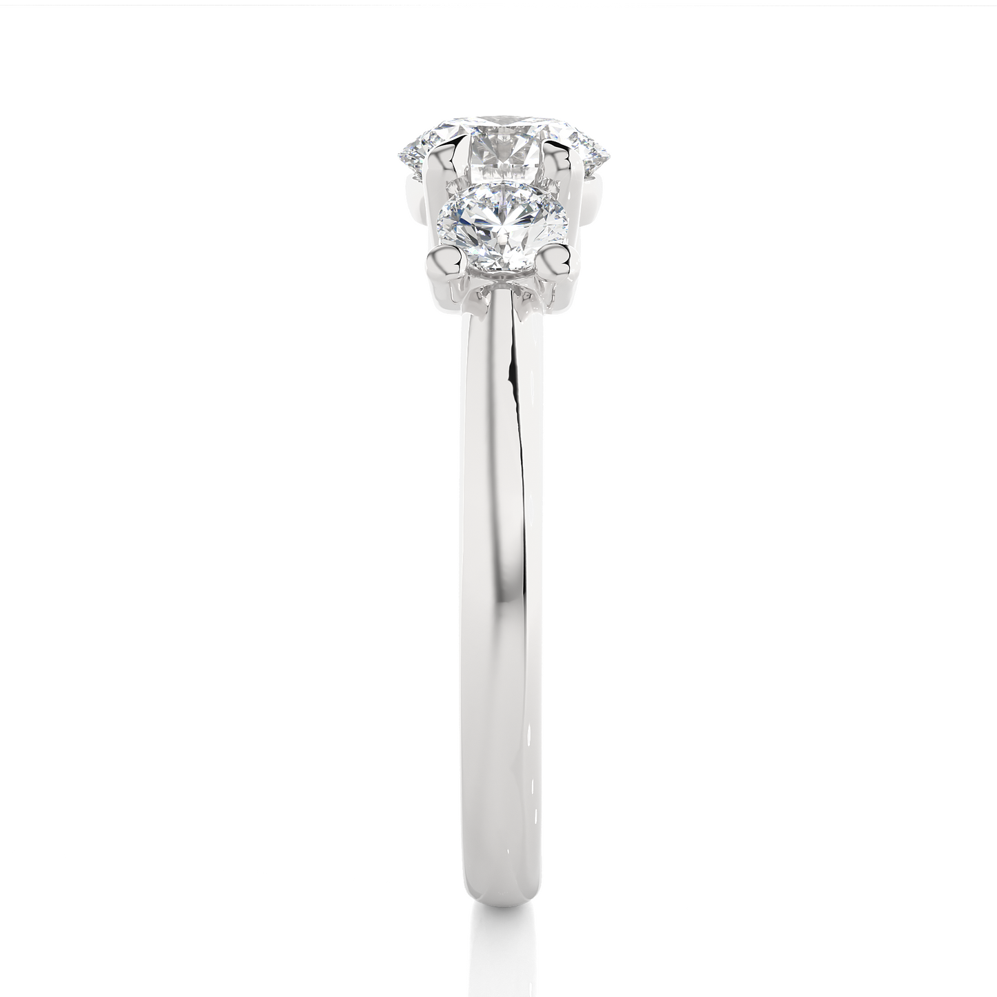 Classic Basket Set Diamond Three Stone Engagement Ring