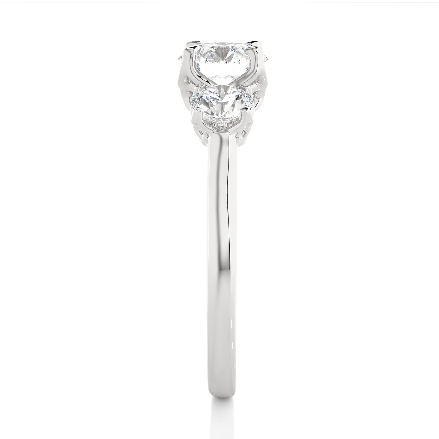 Round Diamond Three Stone Engagement Ring