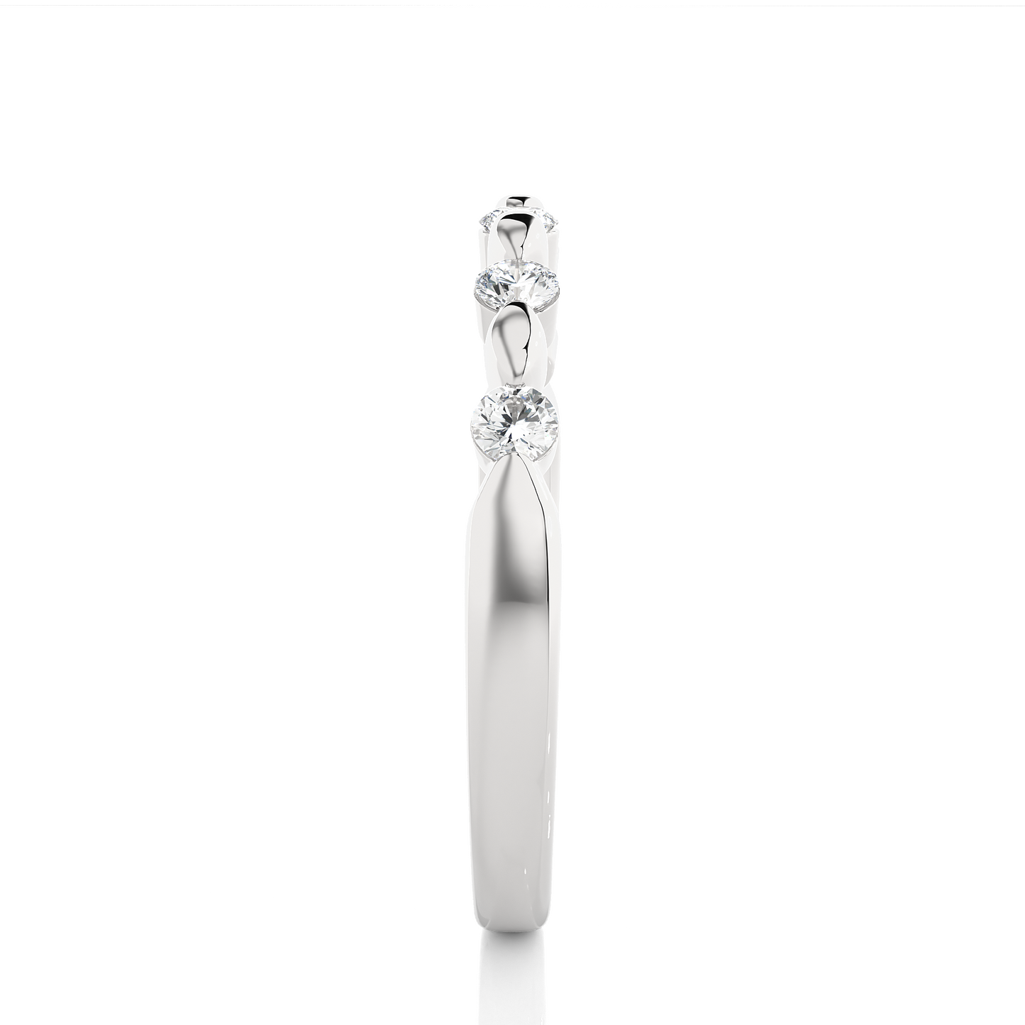 Unique Curved Moissanite Lab Diamond Vermeil Wedding Ring