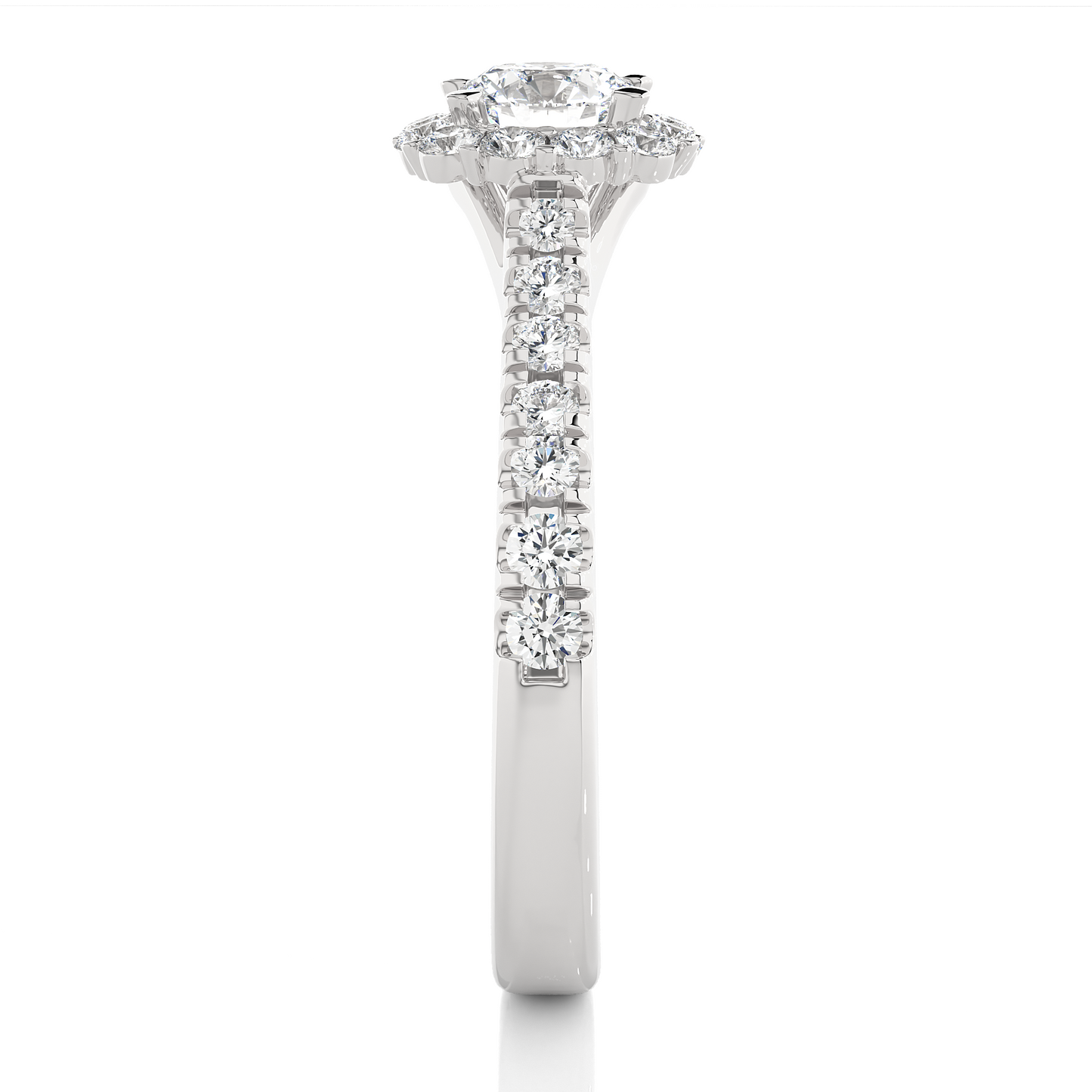 Round Halo Moissanite Lab Diamond Vermeil Engagement Ring