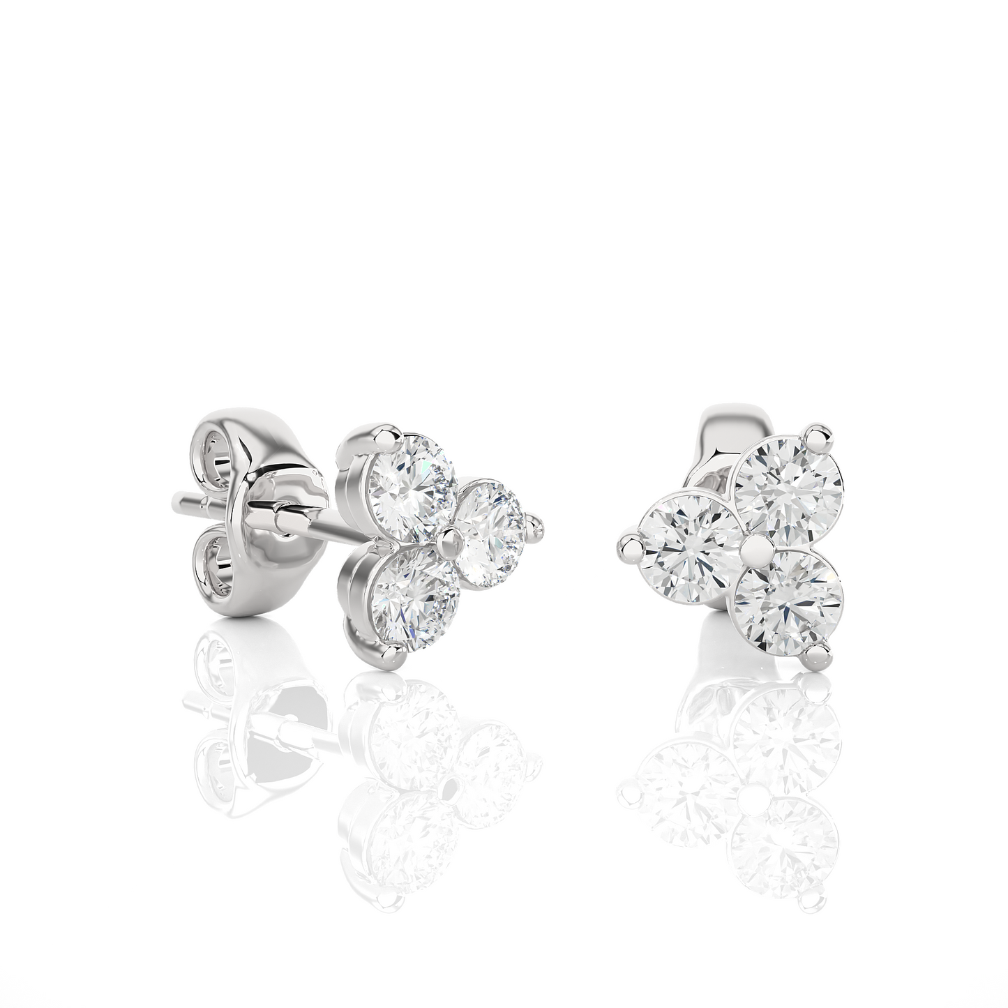 Vermeil Gold Floral Cluster Moissanite Diamond Luxury Stud Earrings