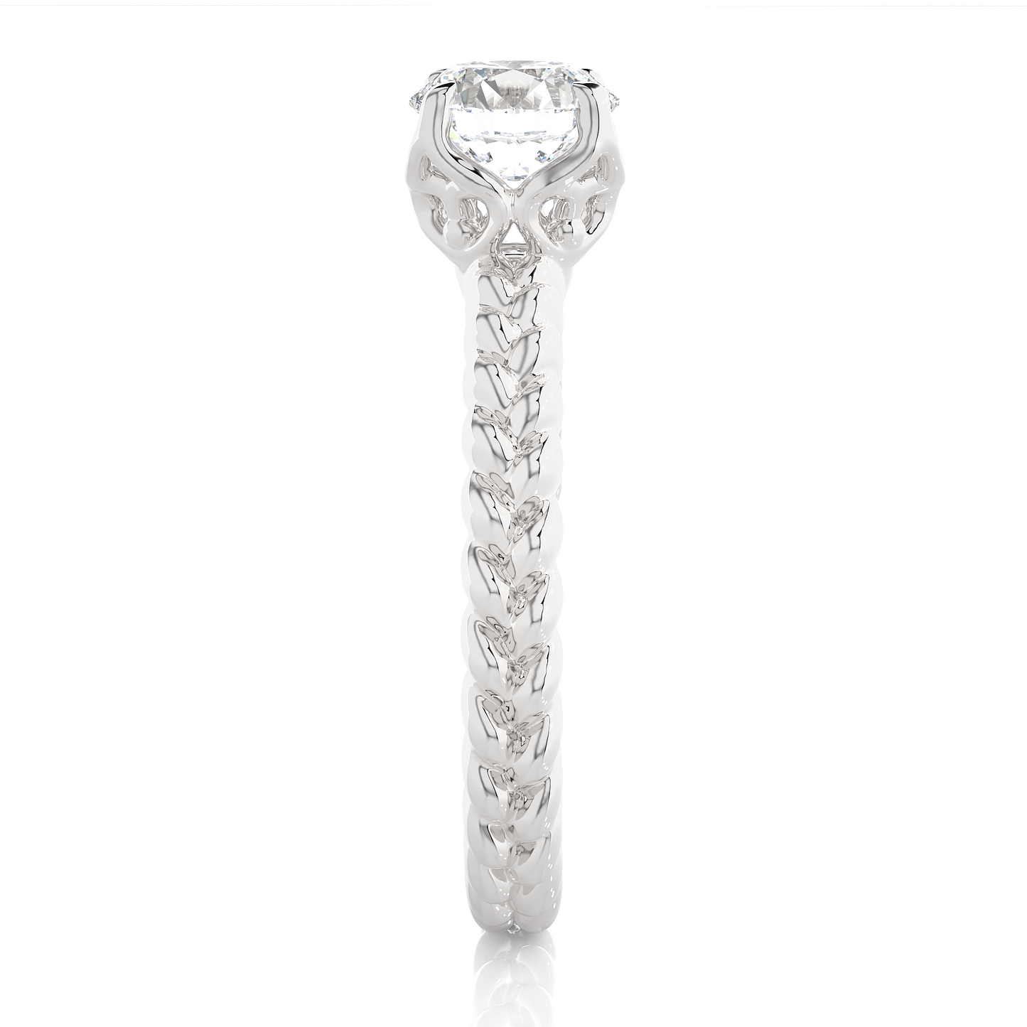 Vintage Heart Band Vermeil Moissanite Lab Diamond Ring