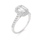 2 Carat Emerald Cut Lab Grown Diamond Halo Ring in Vermeil Gold | Moissanite Engagement Ring for Women
