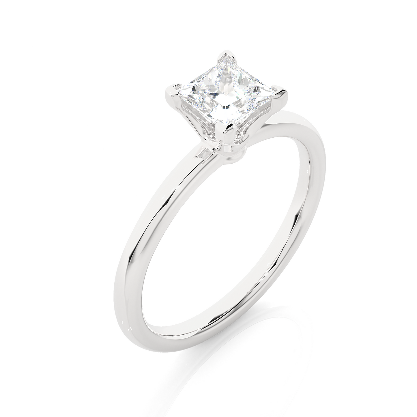 Princess Cut Vermeil Moissanite Lab Diamond Engagement Ring