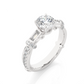 Vintage Round Baguette Moissanite Lab Diamond Vermeil Ring