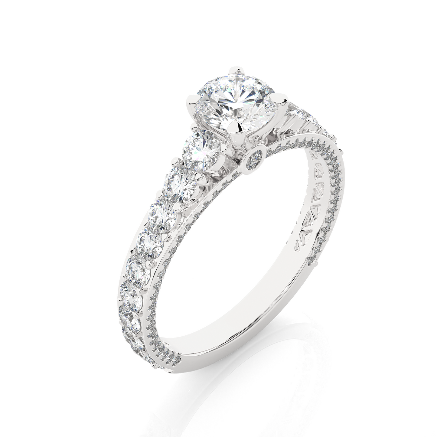 Luxury Vermeil Diamond Band Moissanite Lab Engagement Ring