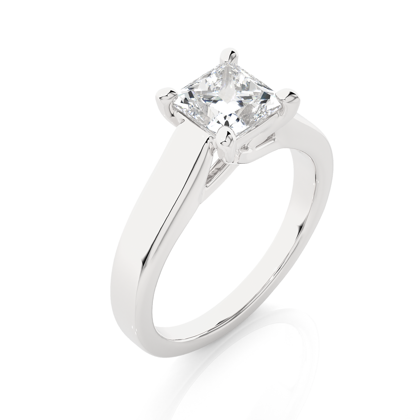 Lab Grown Diamond Moissanite Solitaire Princess Cut Ring