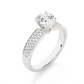 Lab Diamond Moissanite Round Solitaire Pave Engagement Ring