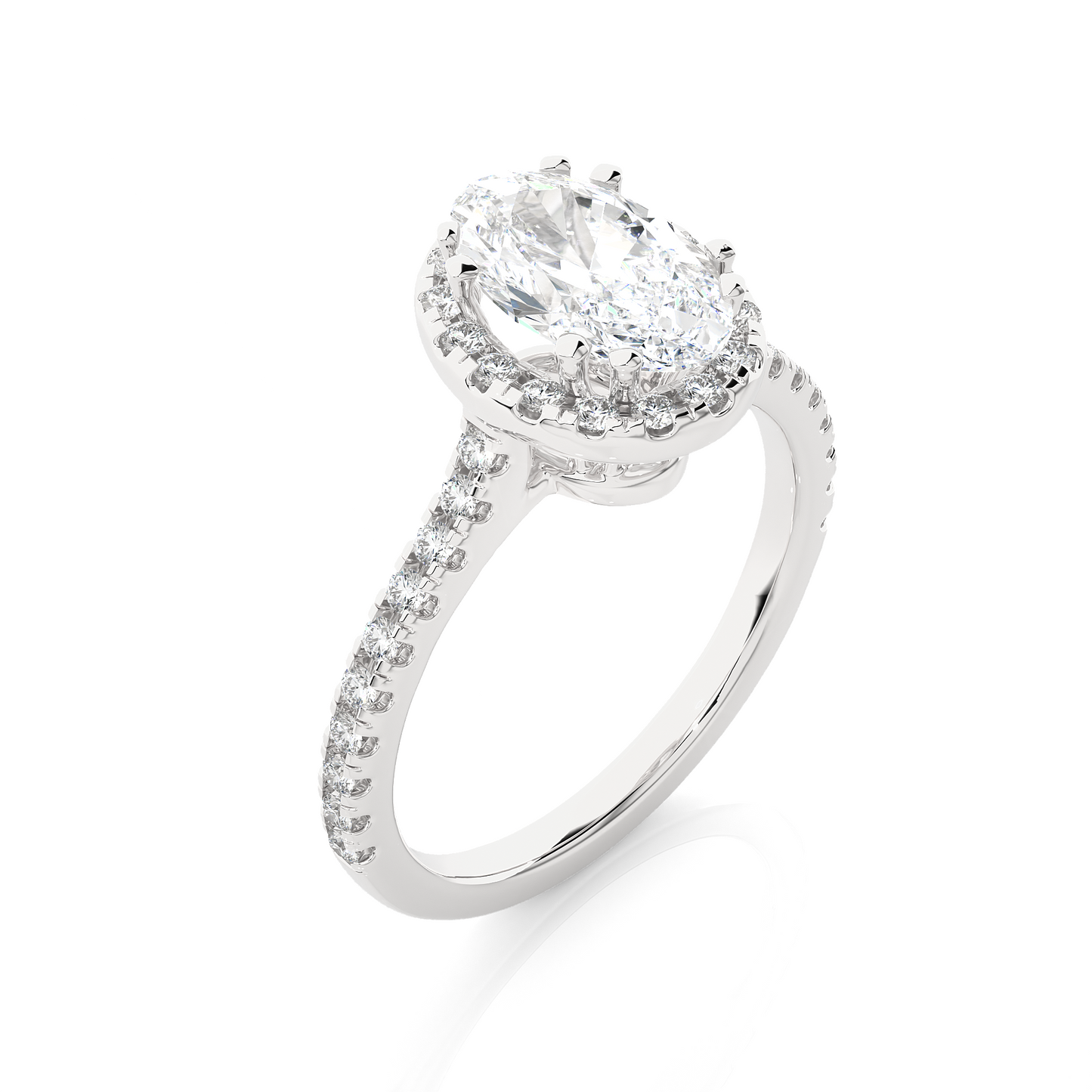 Oval Halo Diamond Moissanite Vermeil Engagement Ring