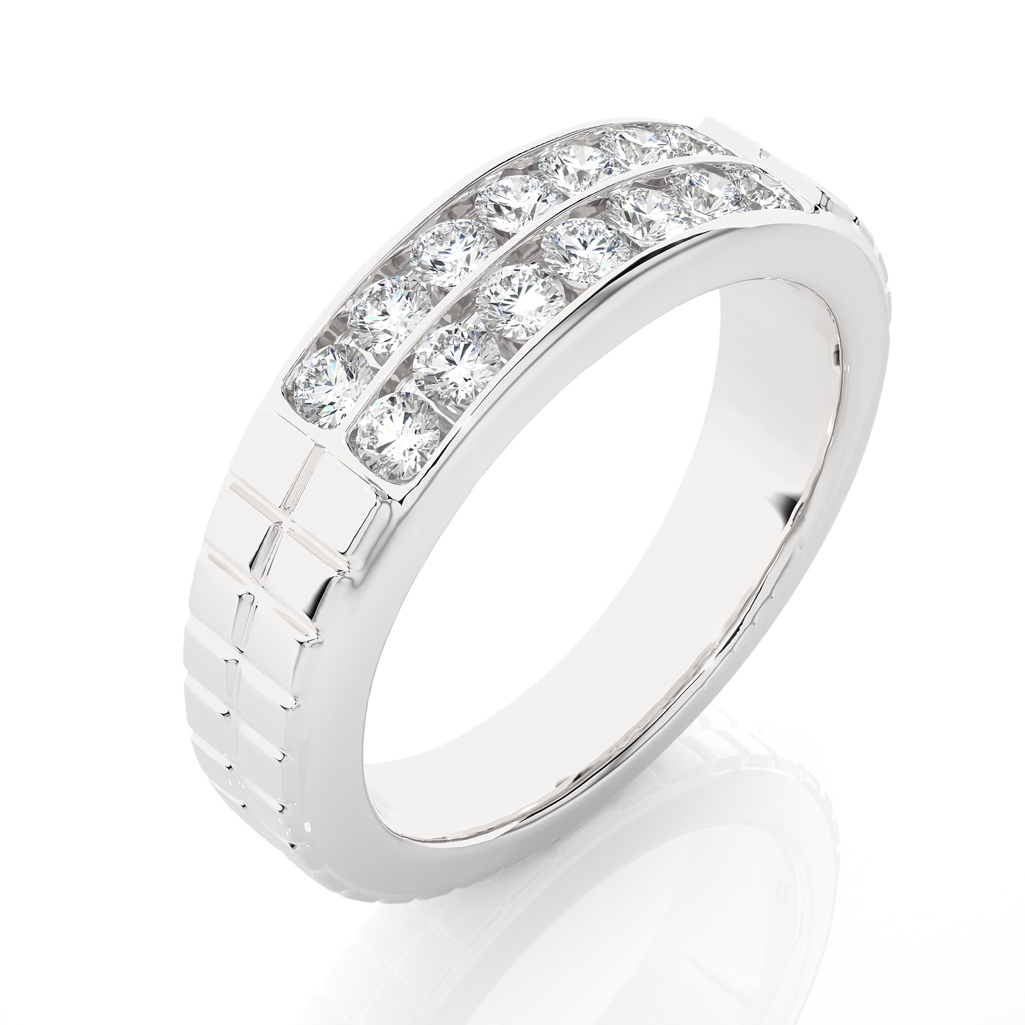 Men’s Lab Diamond Double Row Wedding Band