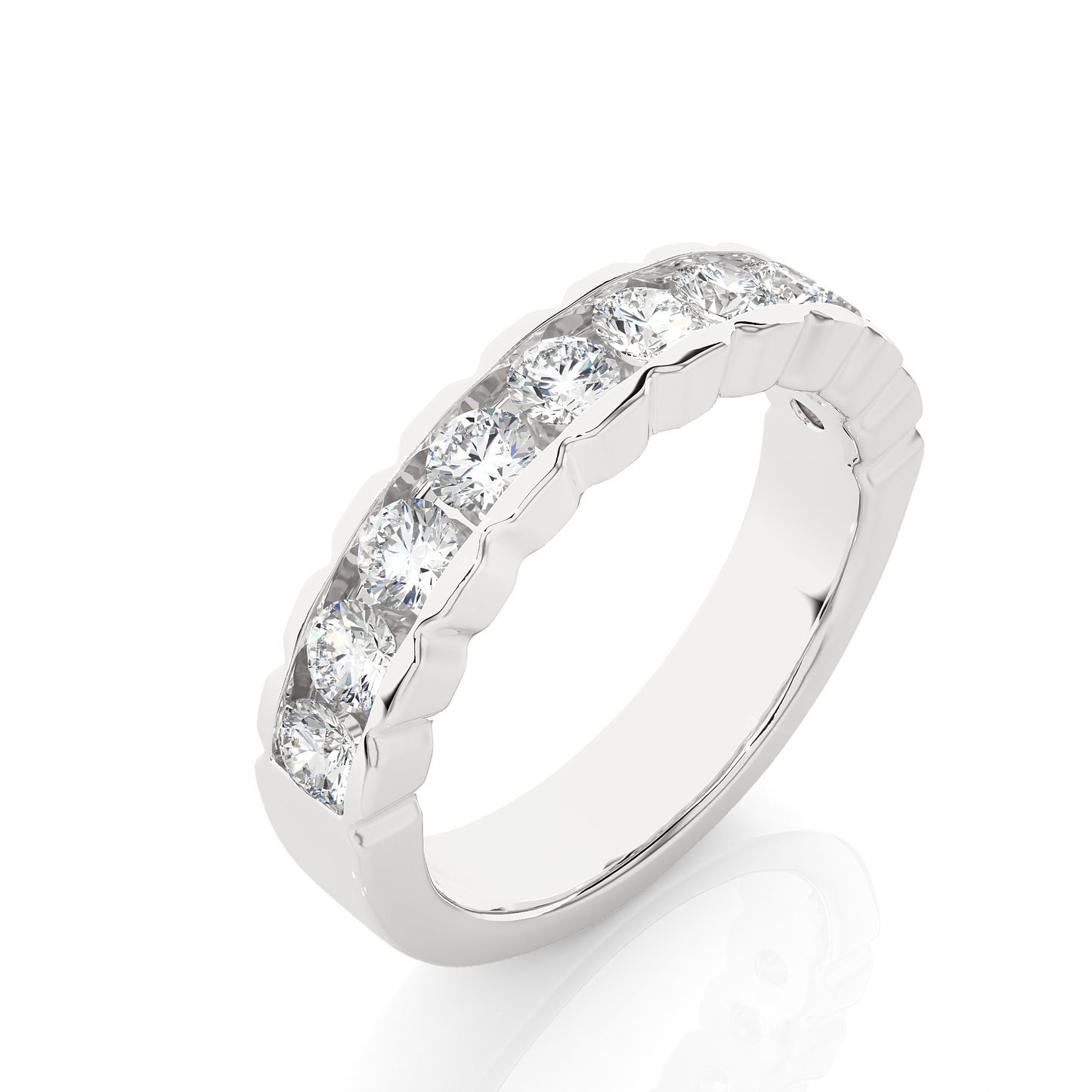 Scalloped Round Eternity Wedding Band Gold Vermeil Ring
