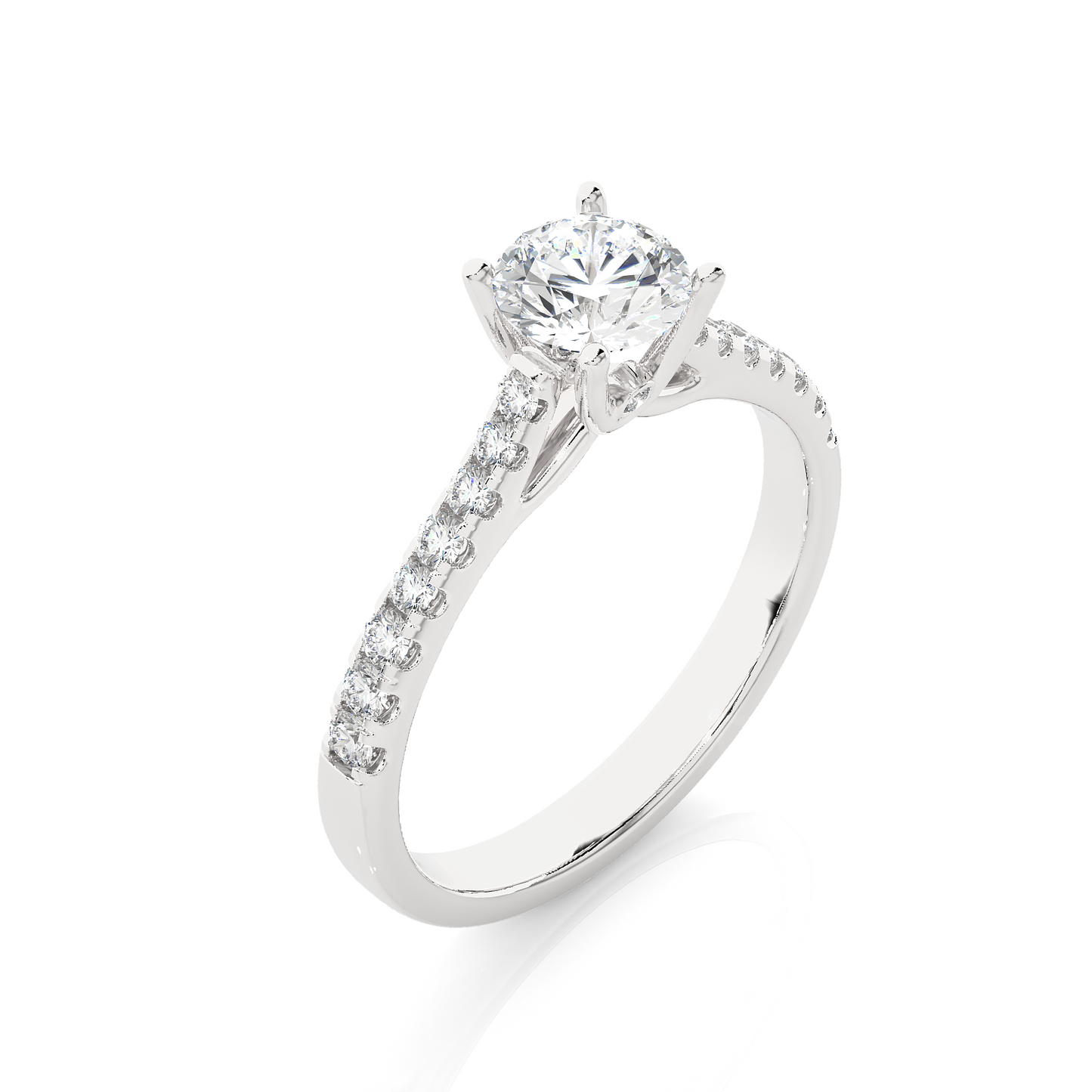 Classic Pavé Moissanite Lab Diamond Vermeil Engagement Ring