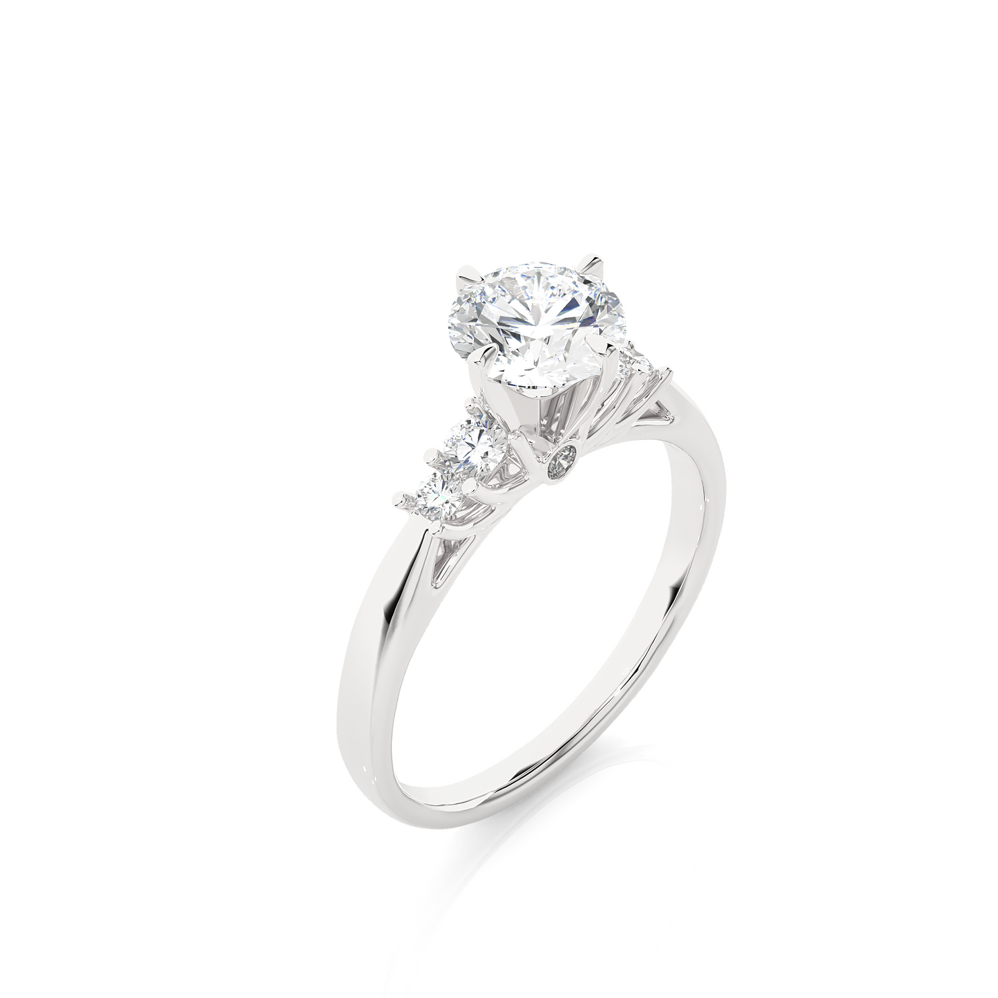 Three Stone Moissanite Lab Diamond Vermeil Ring