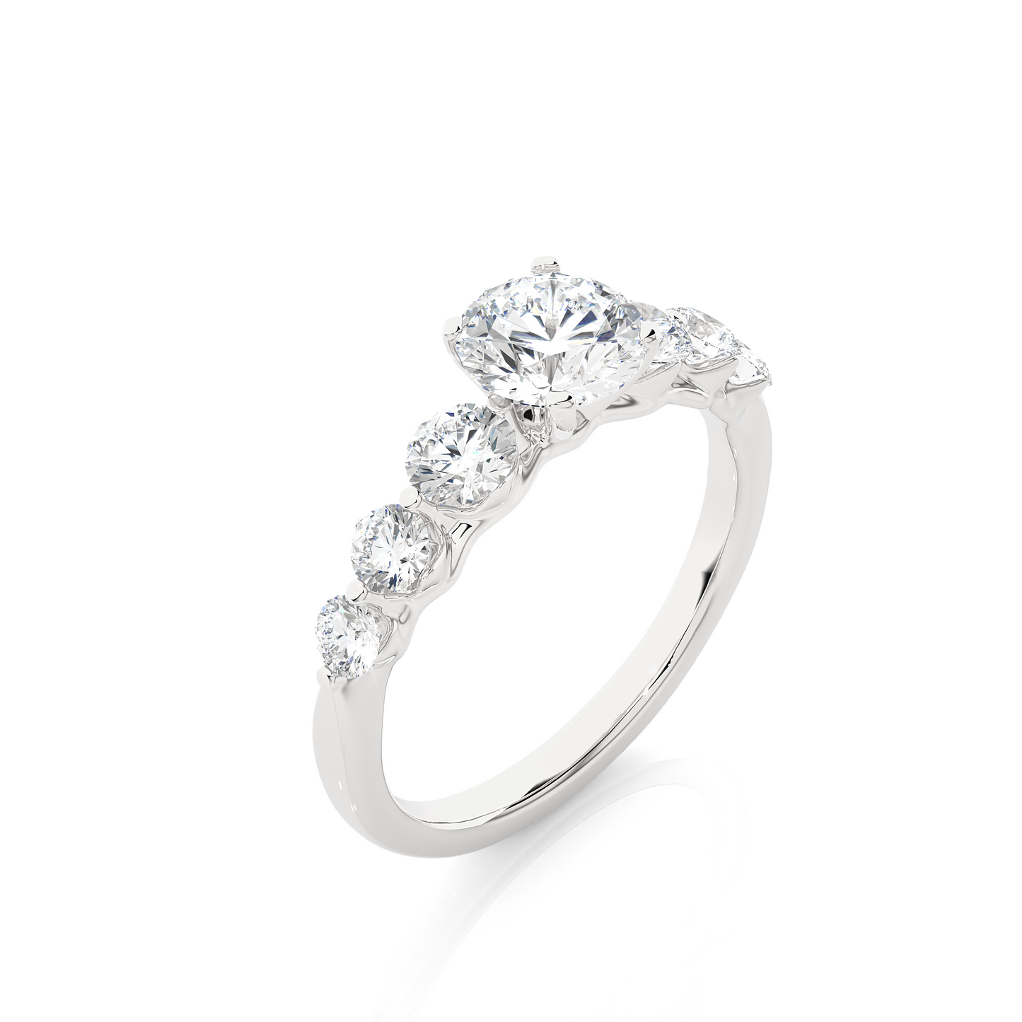 Vermeil Round Moissanite Diamond Five Stone Ring