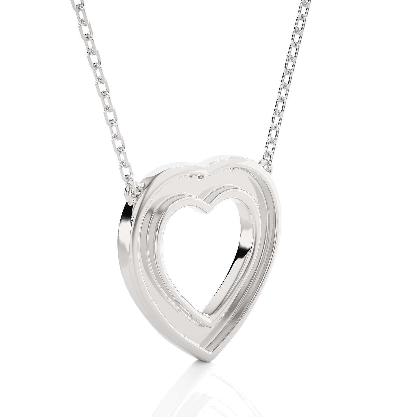 Multi Row Pave Heart Lab Diamond Pendant Necklace