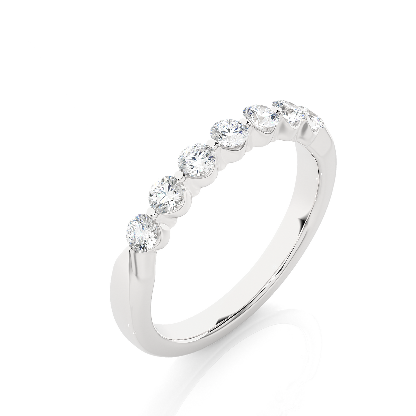Elegant Round Lab Moissanite Wedding Band Vermeil Ring