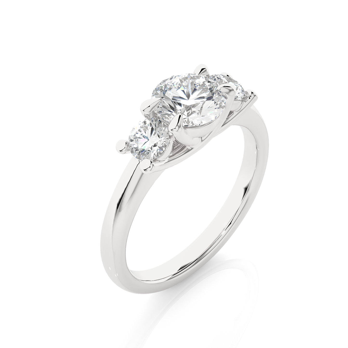 Classic Basket Set Diamond Three Stone Engagement Ring