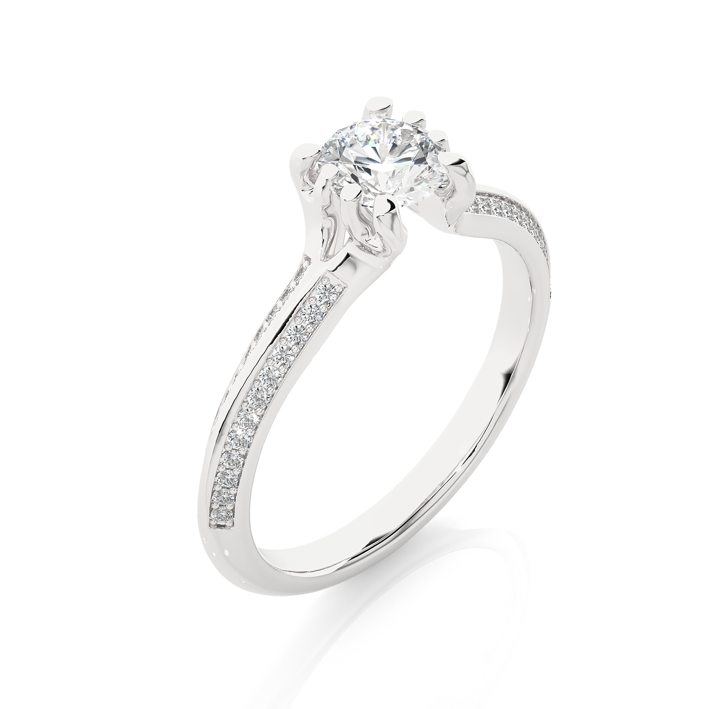 Elegant Radiance Round Cut Moissanite Vermeil Engagement Ring