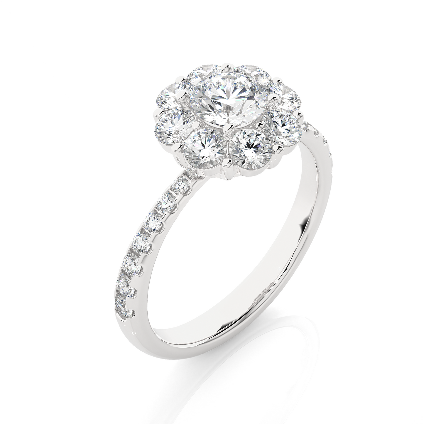 Floral Cluster Moissanite Lab Diamond Vermeil Ring