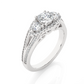 Luxury Three Stone Halo Lab & Moissanite Diamond Ring