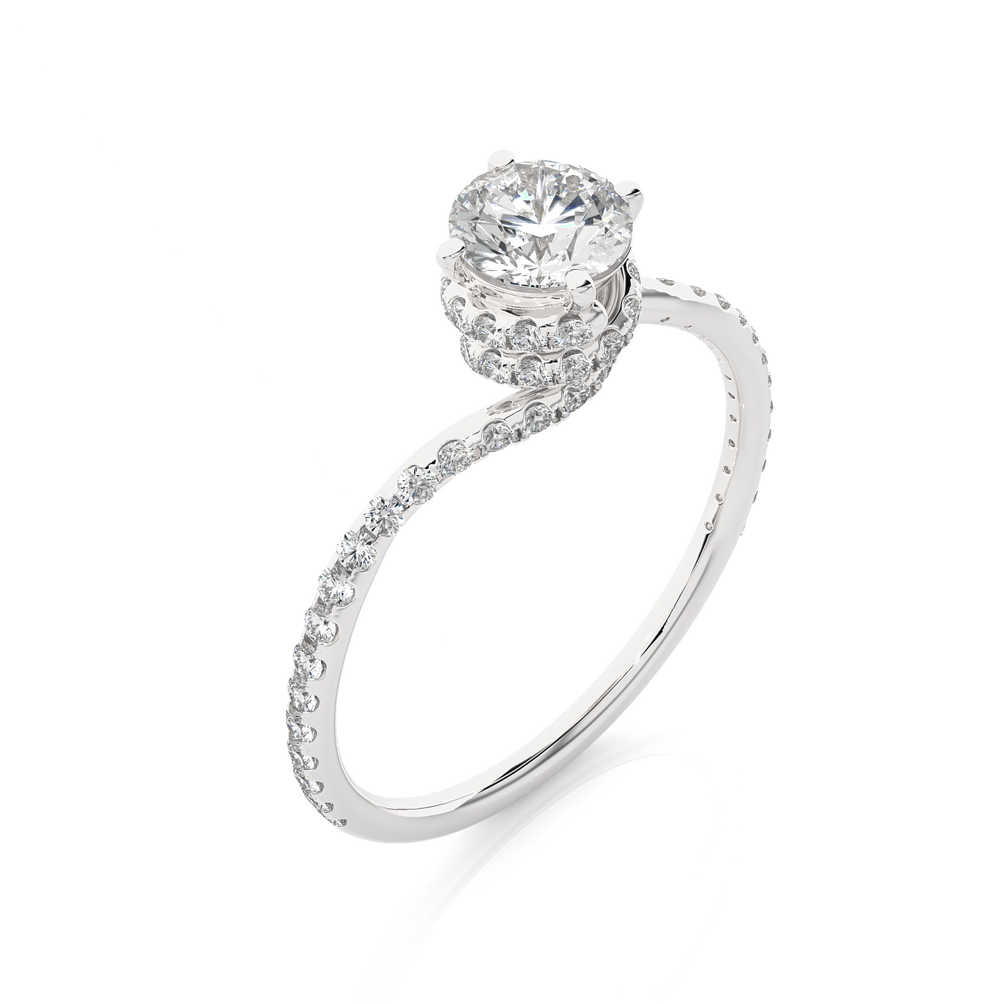 Twisted Infinity Band Moissanite Lab Diamond Engagement Ring
