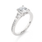 Round Diamond Three Stone Engagement Ring With Baguette Side Stones