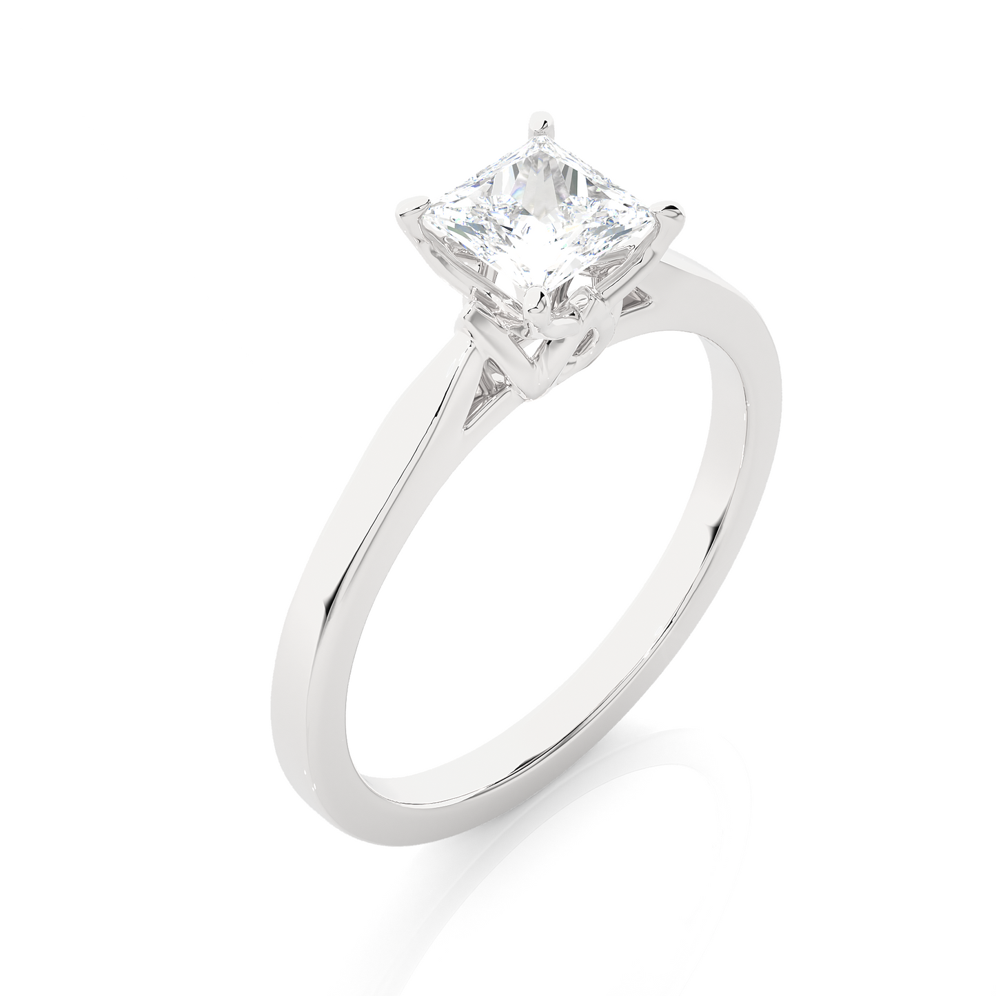 Princess Cut Moissanite Lab Diamond Vermeil Engagement Ring
