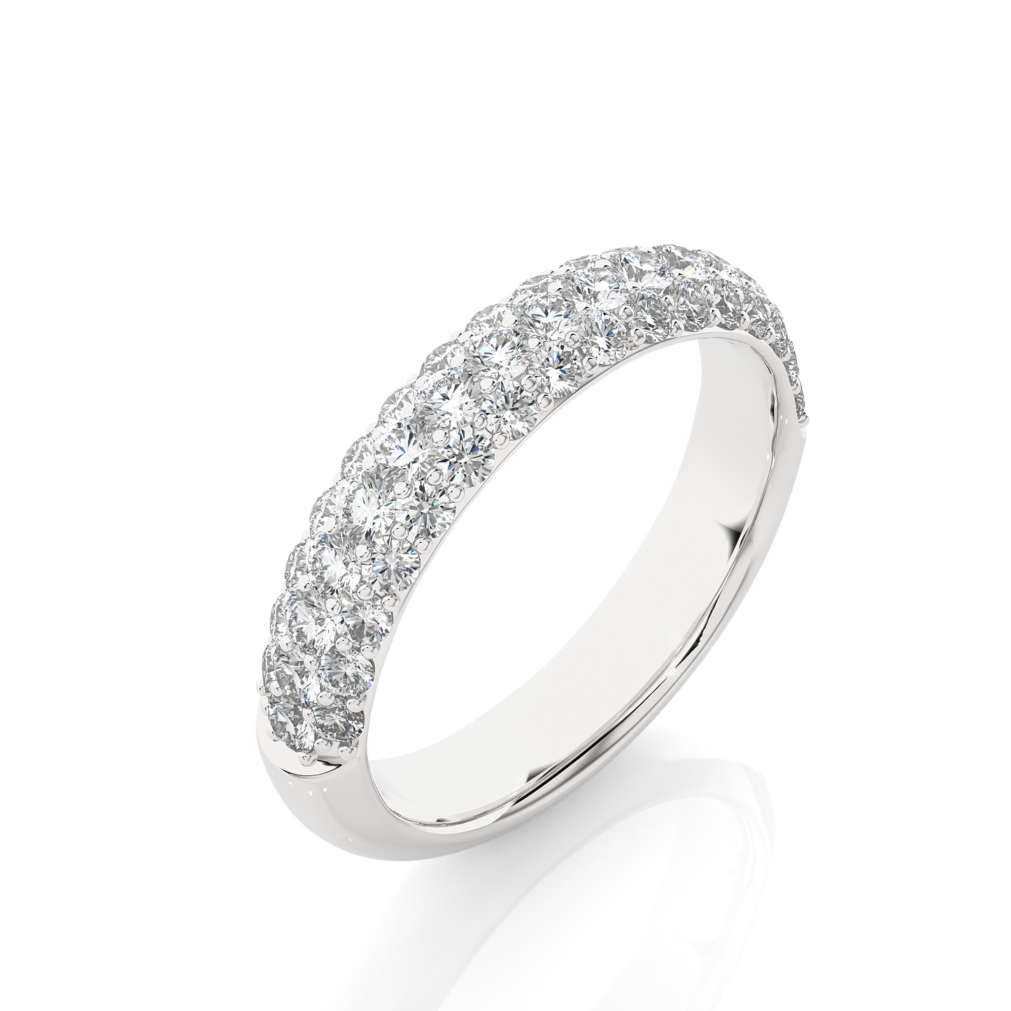 Diamond Pavé Half Eternity Ring – Vermeil Gold Wedding Band | Lab Grown Diamond / Moissanite