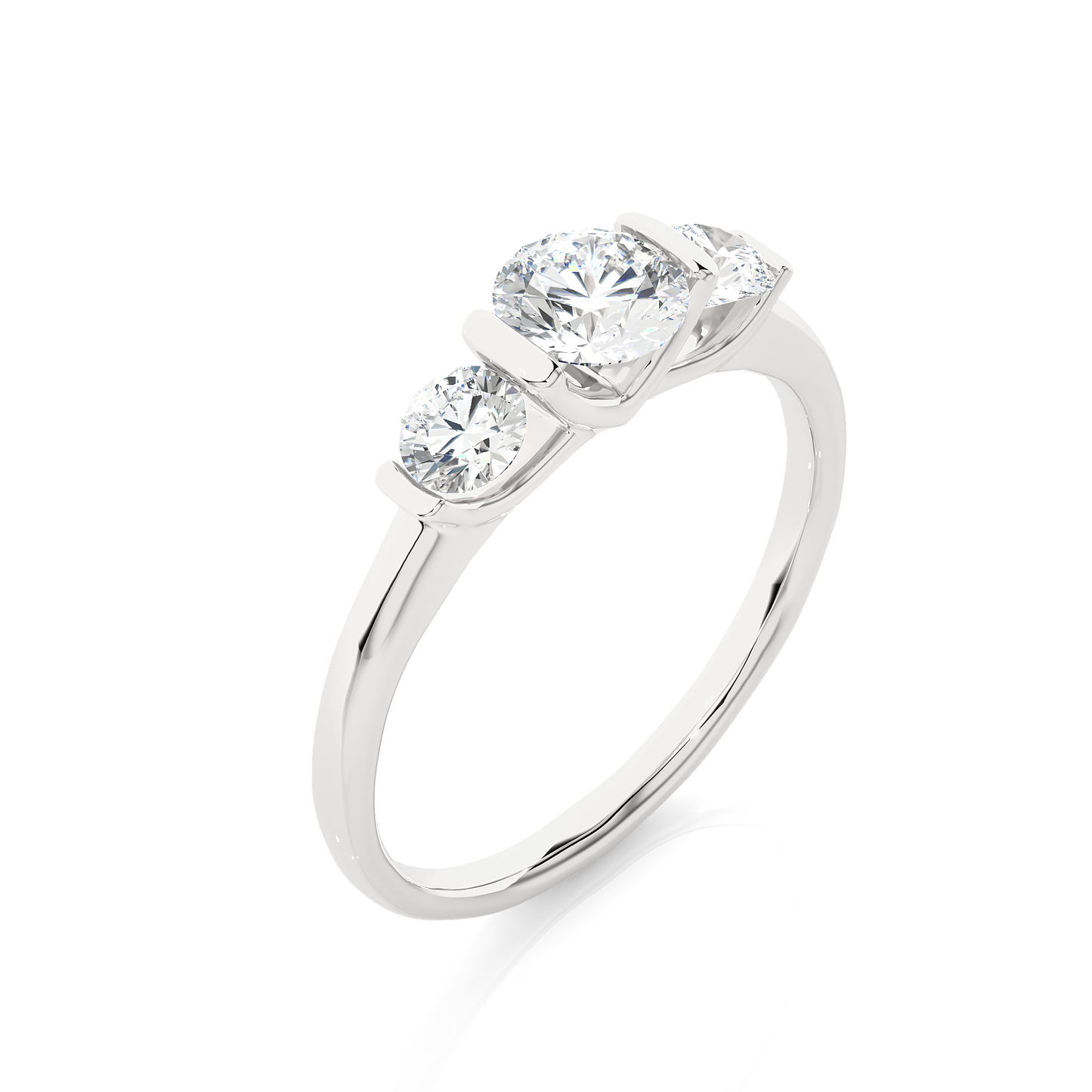 Lab Grown / Moissanite Diamond Three Stone Engagement Ring