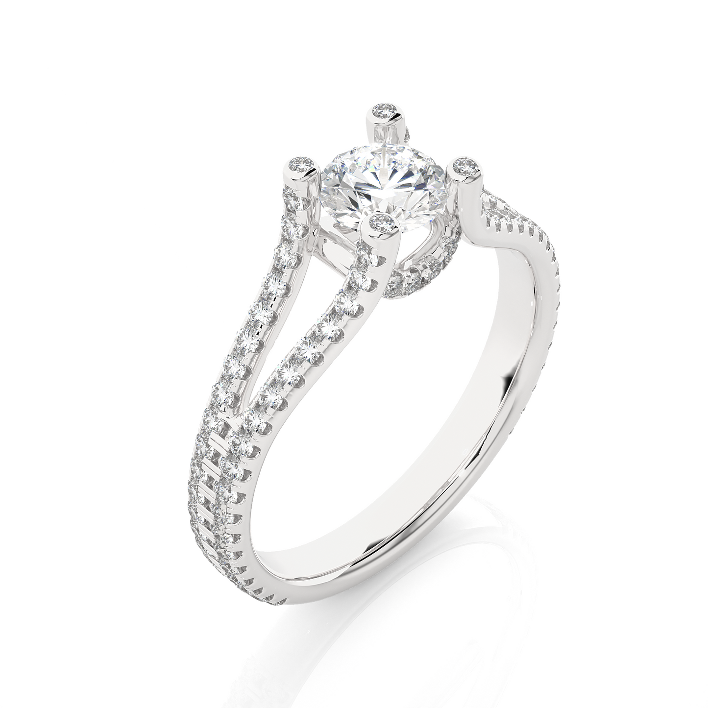 Elegant Split Shank Moissanite Lab Diamond Vermeil Ring