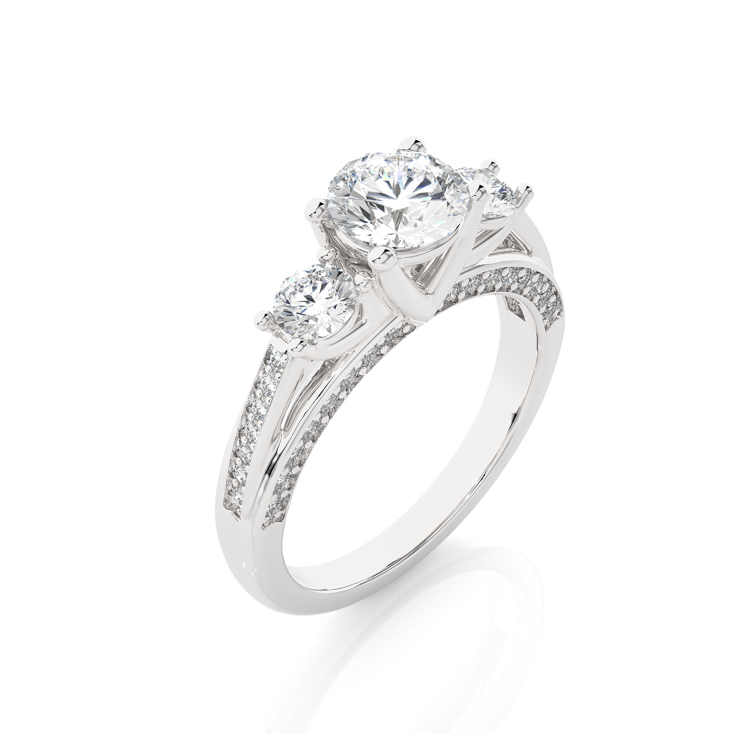 Three Stone Round Diamond Engagement Ring