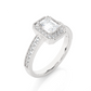Emerald Cut Halo Vermeil Moissanite Lab Diamond Ring