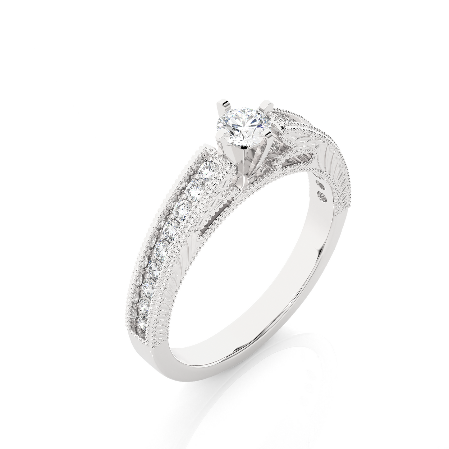 Round Cut Lab / Moissanite Diamond Engagement Ring