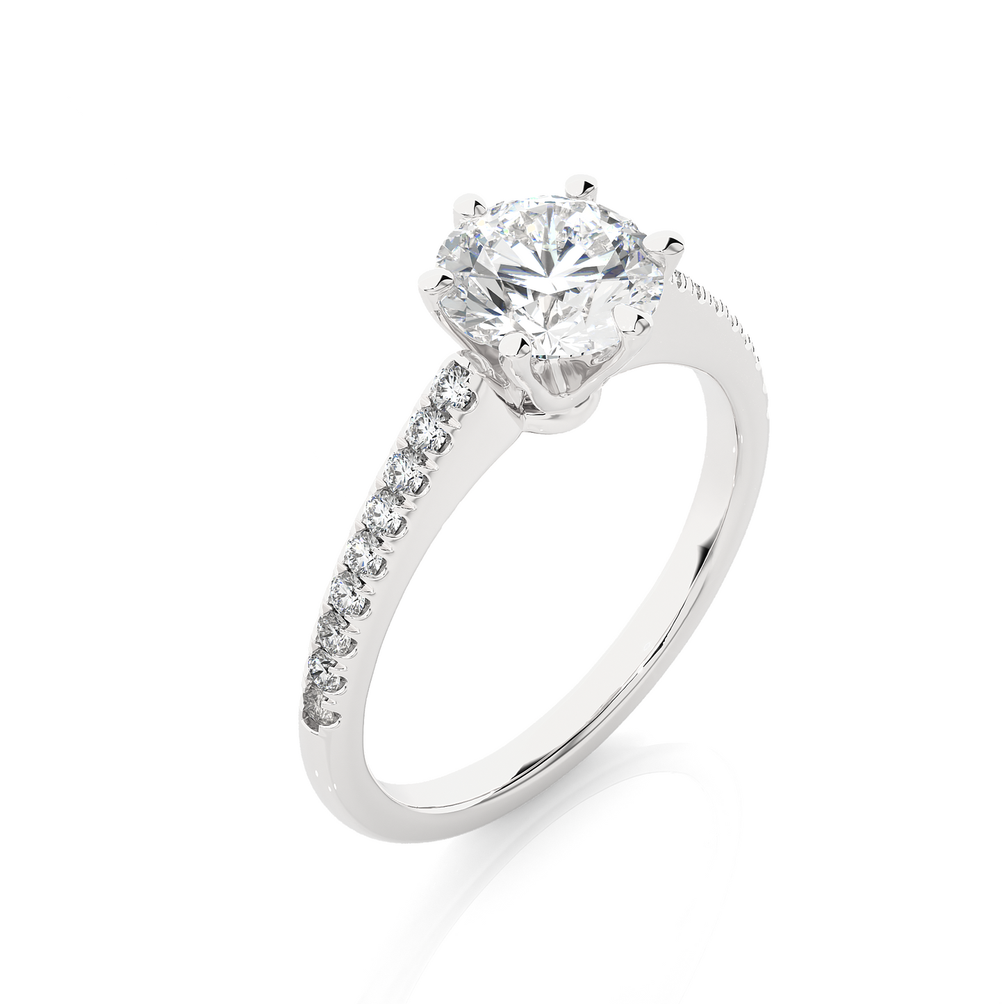 Round Cut Moissanite / Lab Diamond Vermeil Engagement Ring