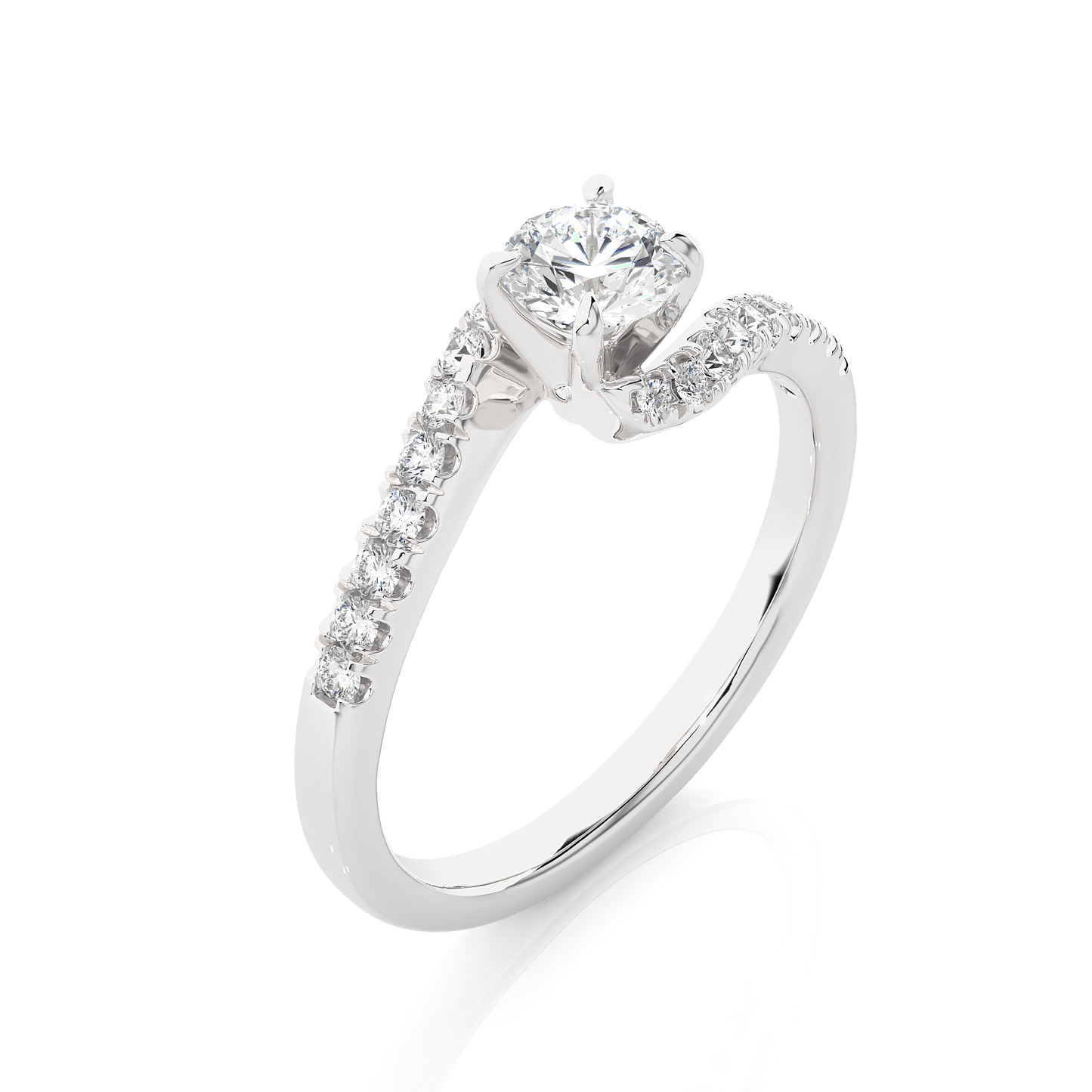 Twist Style Vermeil Moissanite Lab Diamond Engagement Ring