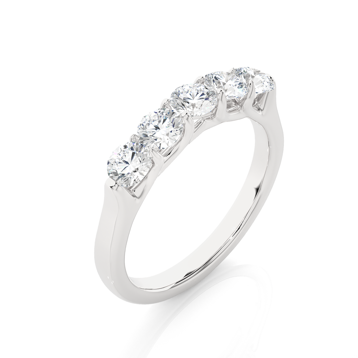 Lab Grown Moissanite Five Stone Wedding Band Ring