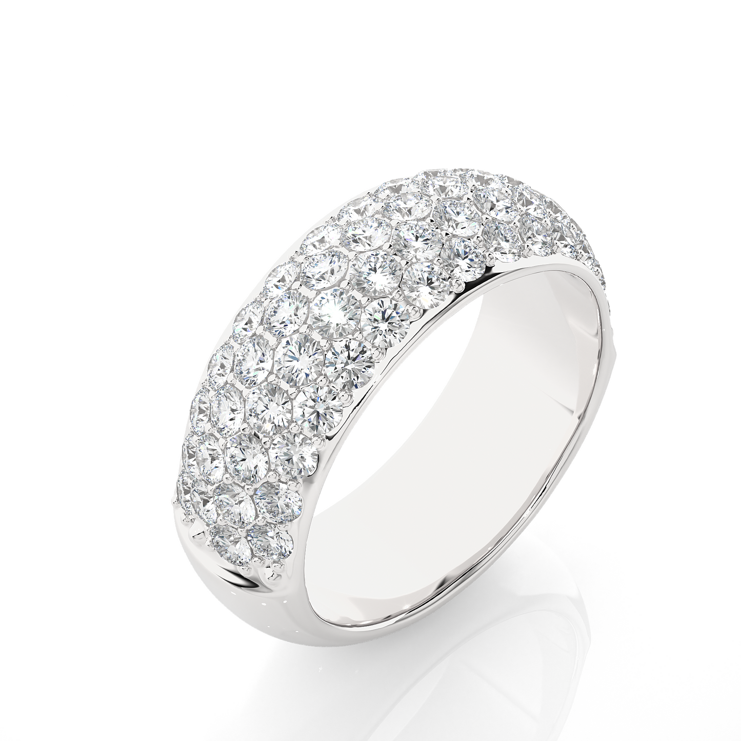 Luxury Pave  Lab Moissanite Diamond Wedding Band Vermeil Ring