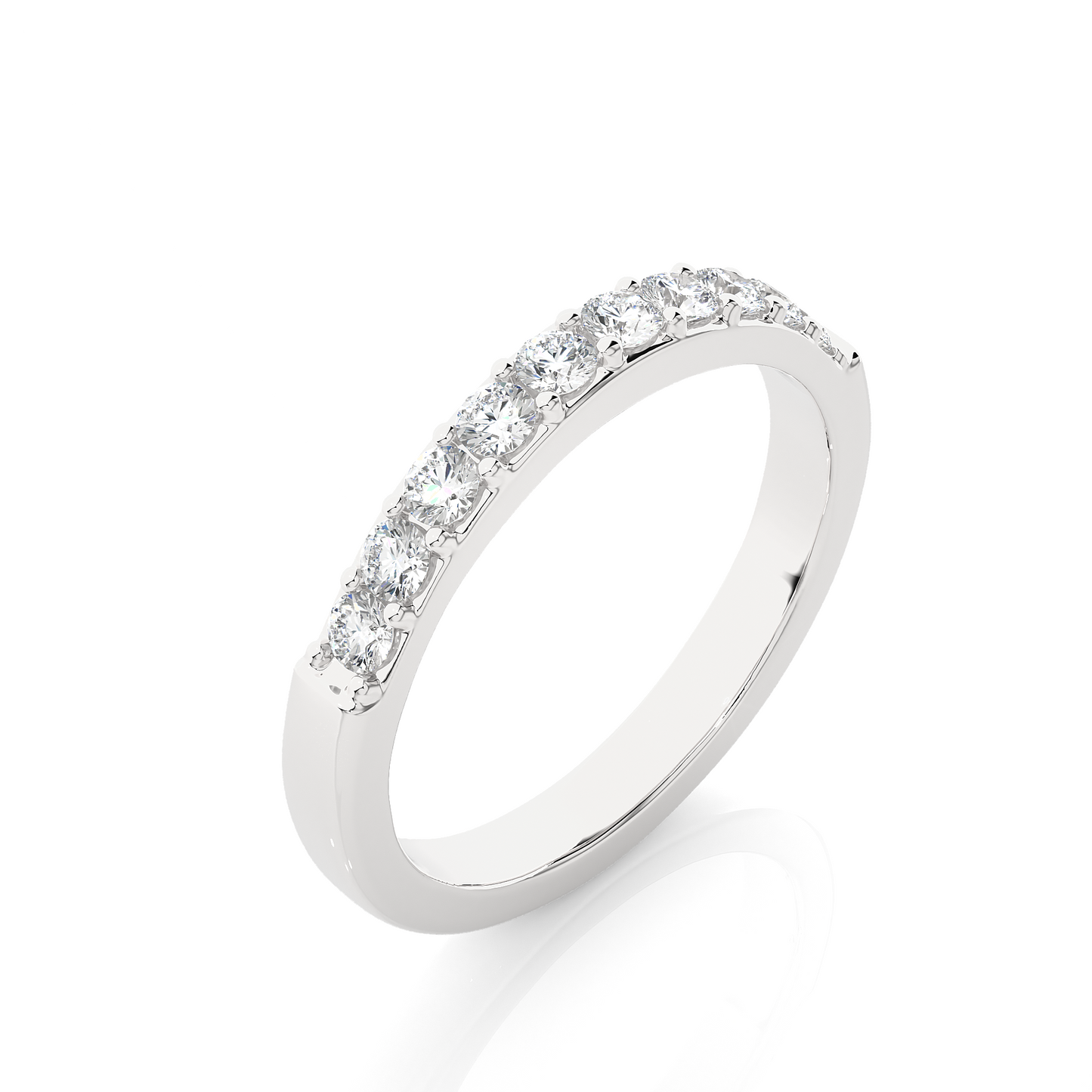 Minimalist Half Eternity Moissanite Lab Diamond Vermeil Ring