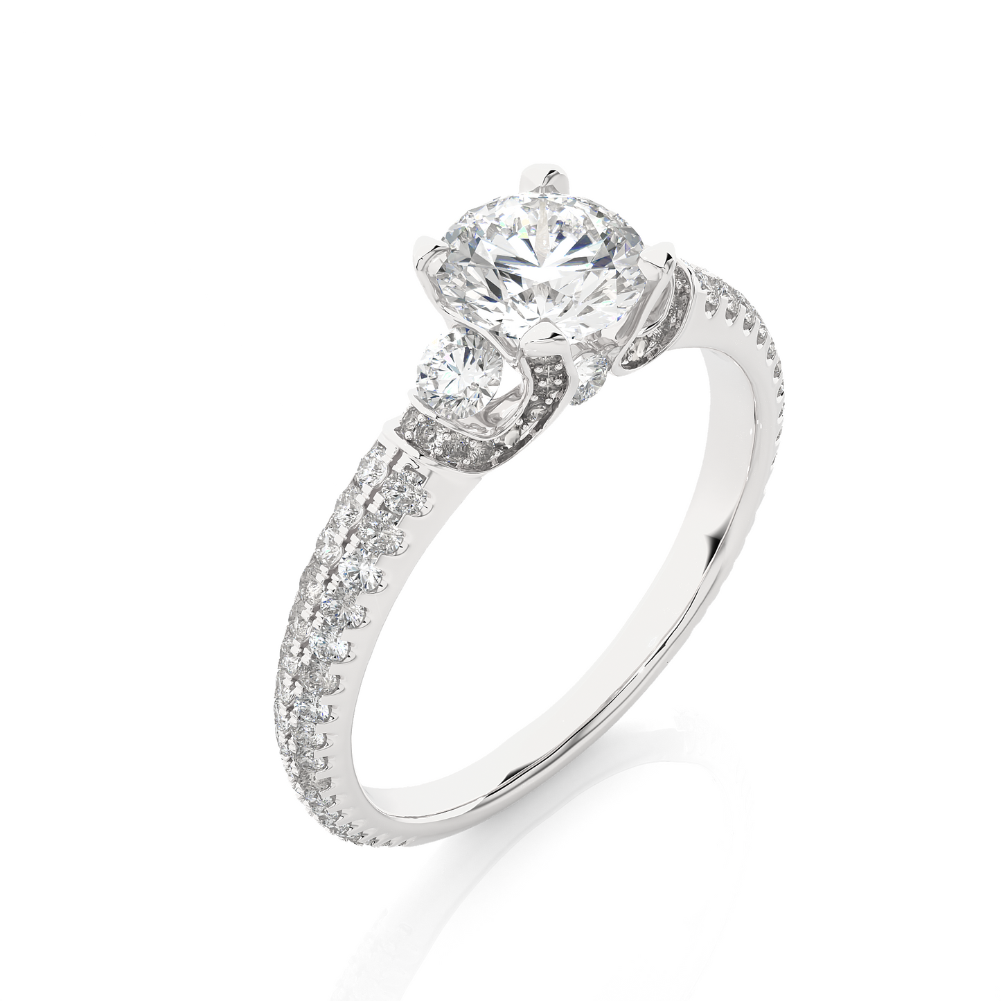 Three Stone Lab Grown Diamond Engagement Ring
