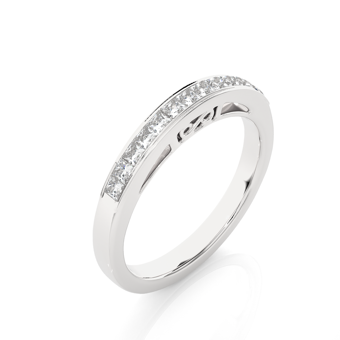 Princess Cut Diamond Vermeil Eternity Wedding Band