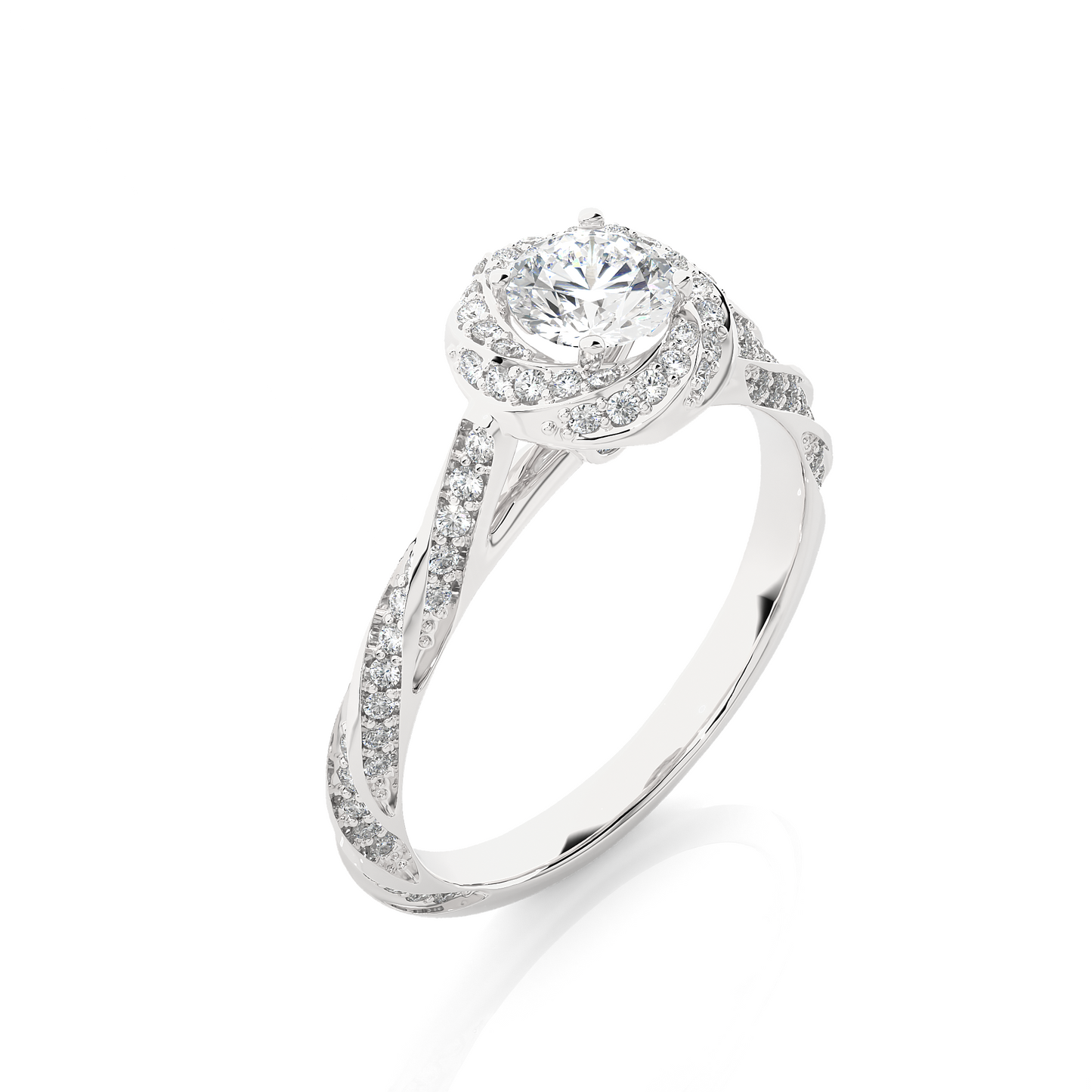 Twisted Halo Moissanite Lab Diamond Vermeil Ring