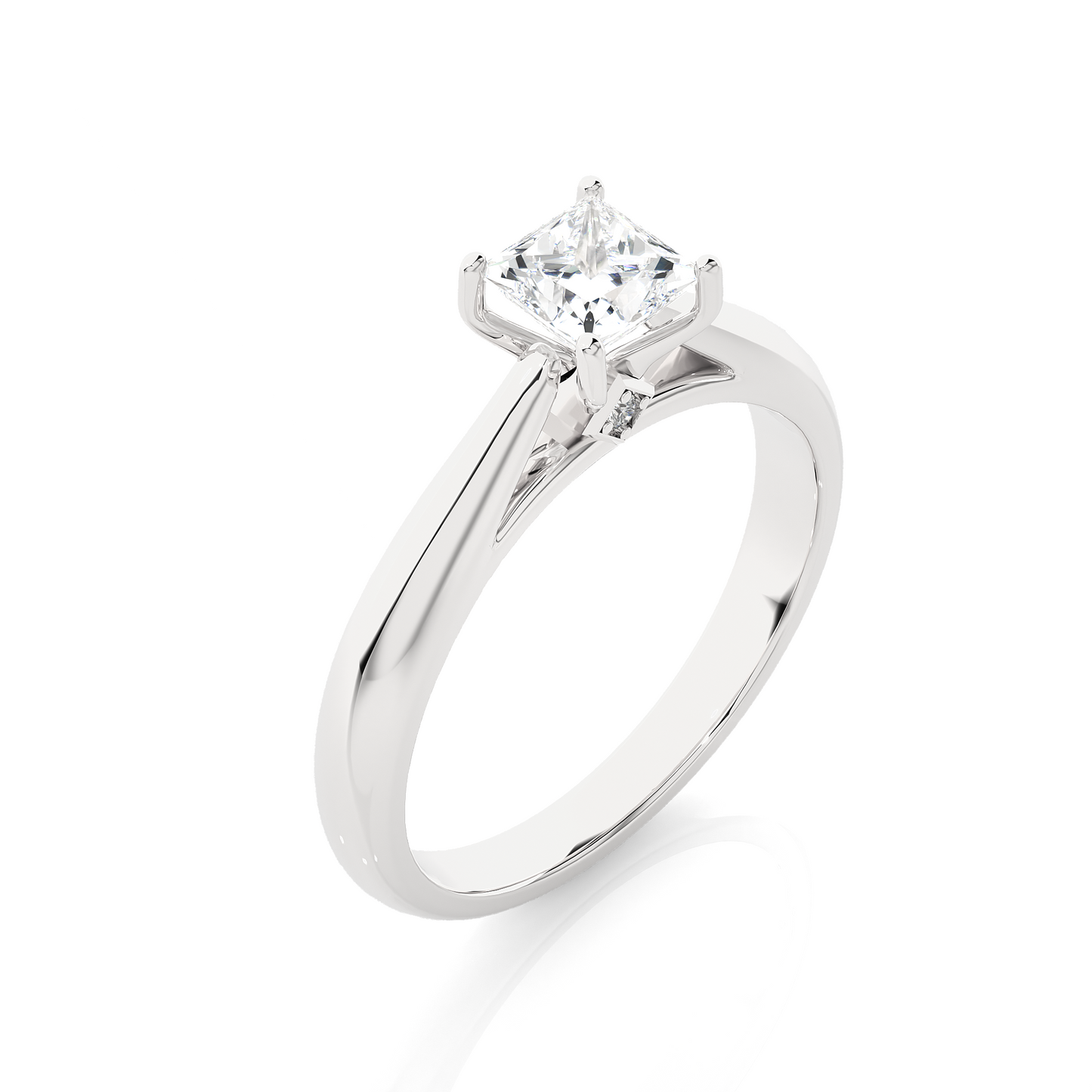 Princess Cut Solitaire Moissanite Lab Diamond Vermeil Ring
