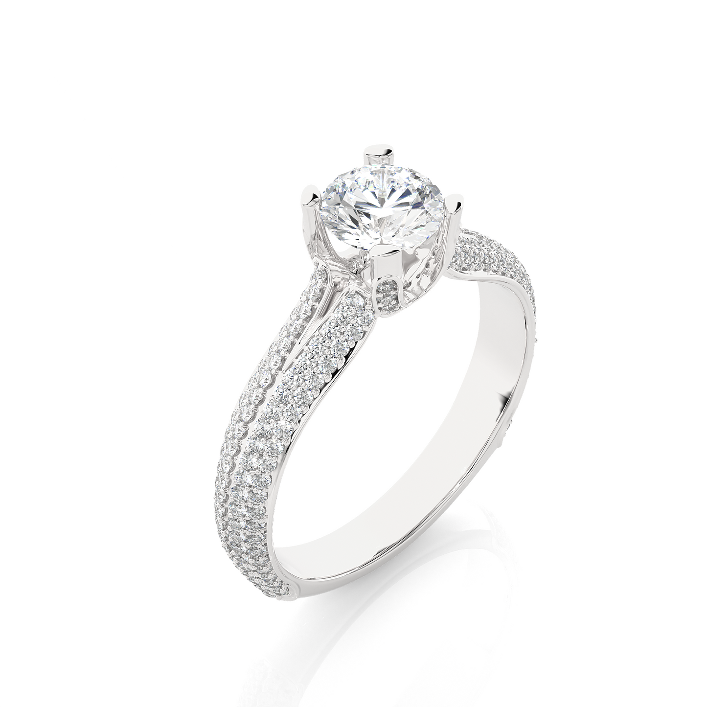 Double Pavé Split Shank Moissanite Diamond Vermeil Ring