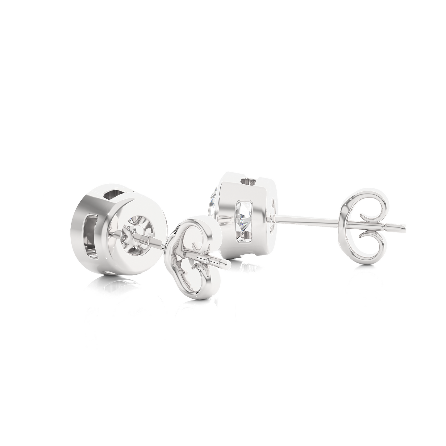 Vermeil Bezel Set Round Lab Moissanite Earrings